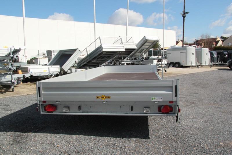 Remorque plateau Humbaur HN 356225 GR - 2 essieux, roues surbaissées, ridelles alu_3