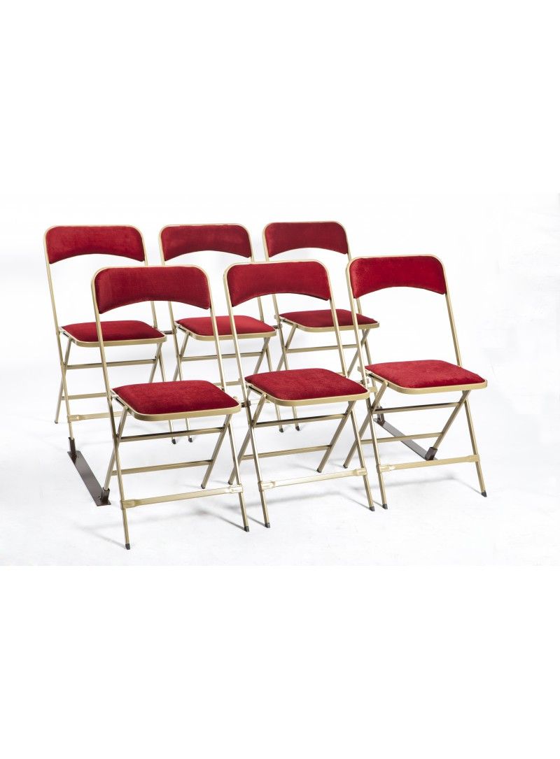 Apolline - chaise pliante en tissu attachable - Vif Furniture - bronze/rouge - dossier capitonné et mousse haute densité_3