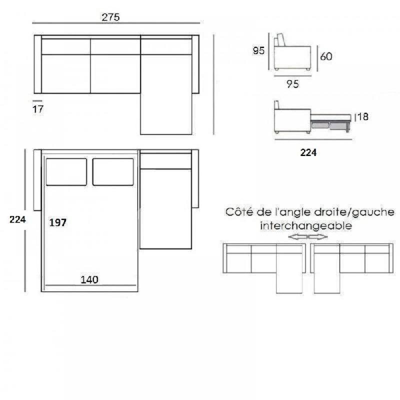 Canapé d'angle réversible MASTER EXPRESS - Couchage 140 cm à lattes RENATONISI - Microfibre taupe_3