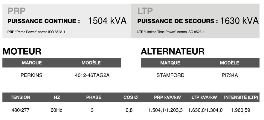 CP-1620 60 Hz triphasé - Groupe électrogène en container Inmesol - 1 304 kVA PRP / 1 630 kVA LTP_3