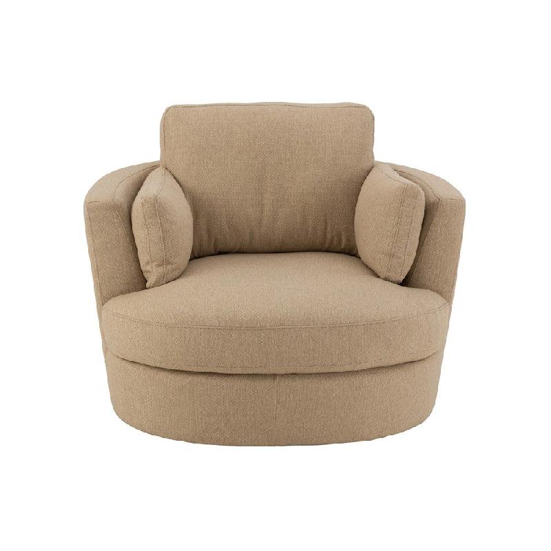 Fauteuil pivotant Kodina beige - Confort et élégance avec revêtement en tissu soyeux_3