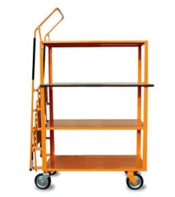 Chariot préparation de commandes - 4 étagères - escabeau pliant intégré - capacité jusqu'à 600 kg_3