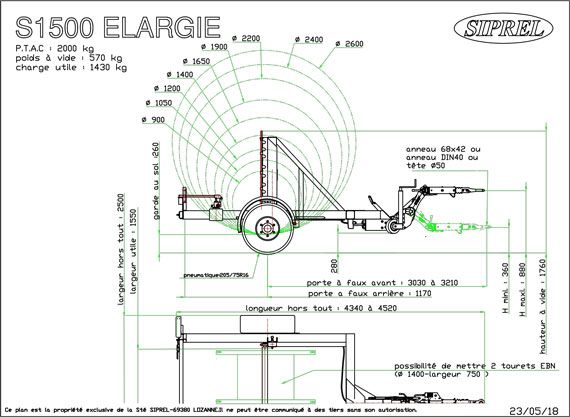 S 1500 L - Remorque Porte-Touret - SIPREL - Charge utile 1430 Kg_3