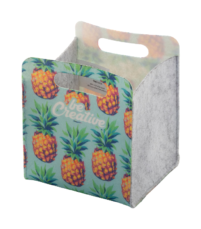 Organisateur de bureau en feutrine RPET - impression quadri, poignées découpées, label RPET_3