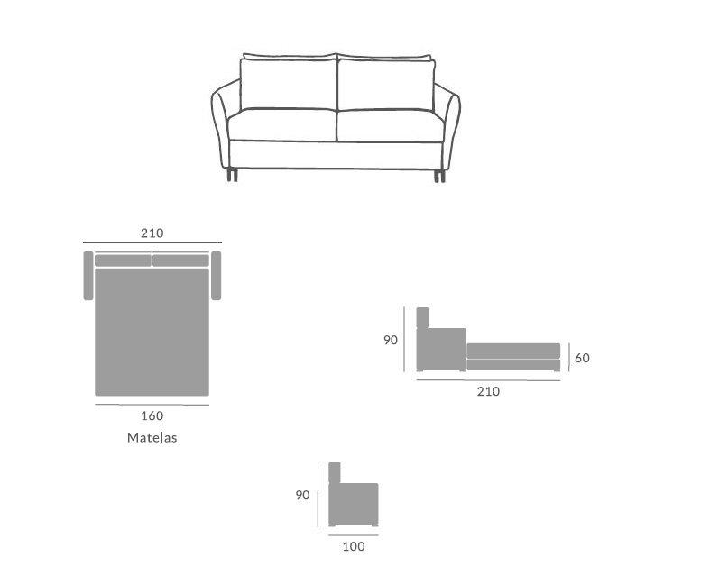 Canapé convertible express chocolat 160x190 cm - dossier souple - tissu personnalisable - matelas 13 cm_3
