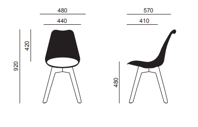 Ensemble de 4 chaises TAMARIS - Pieds en bois de hêtre avec coussin en cuir écologique - Référence 8022 FR206_3