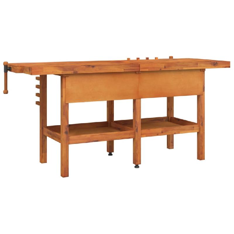 Vidaxl établi avec tiroirs et étaux 192x62x83 cm bois massif d'acacia 153325_3