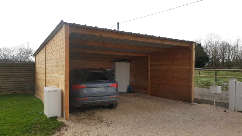 Abri voiture 36 m² en bois Douglas - GAR007 - LCI Cheval - Toiture bac acier anti-condensation_3