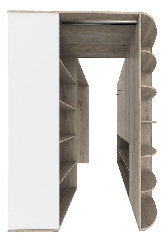 Armoire dressing d'angle Volverine chêne/blanc - 2 portes accordéon - Nombreux rangements_3