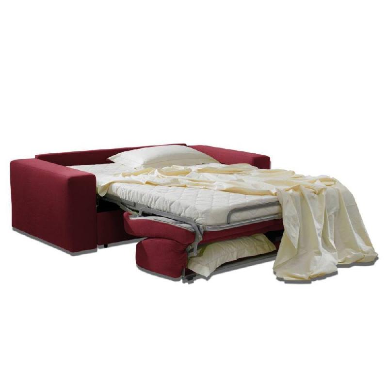 Canapé-lit convertible Dreamer Express - Sommier à lattes 140x197 cm - Matelas 16 cm en mousse haute résilience - Tissu Tweed rouge_3