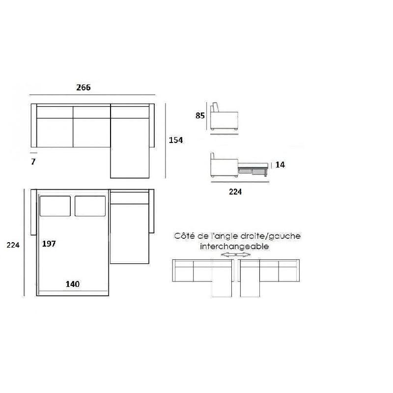 Canapé convertible d'angle Oslo - matelas 16 cm - système express - sommier lattes Renatonisi - Dark Grey_3