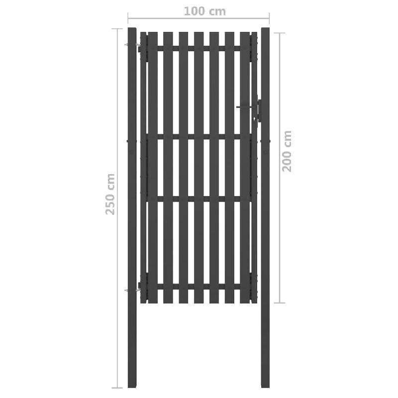 Vidaxl portail de clôture de jardin acier 1x2,5 m anthracite 146332_3