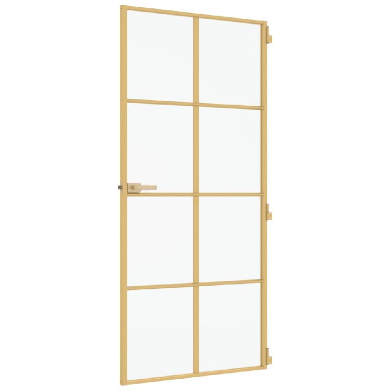 Vidaxl porte intérieure mince doré 93x201,5 cm verre trempé aluminium 155146_3