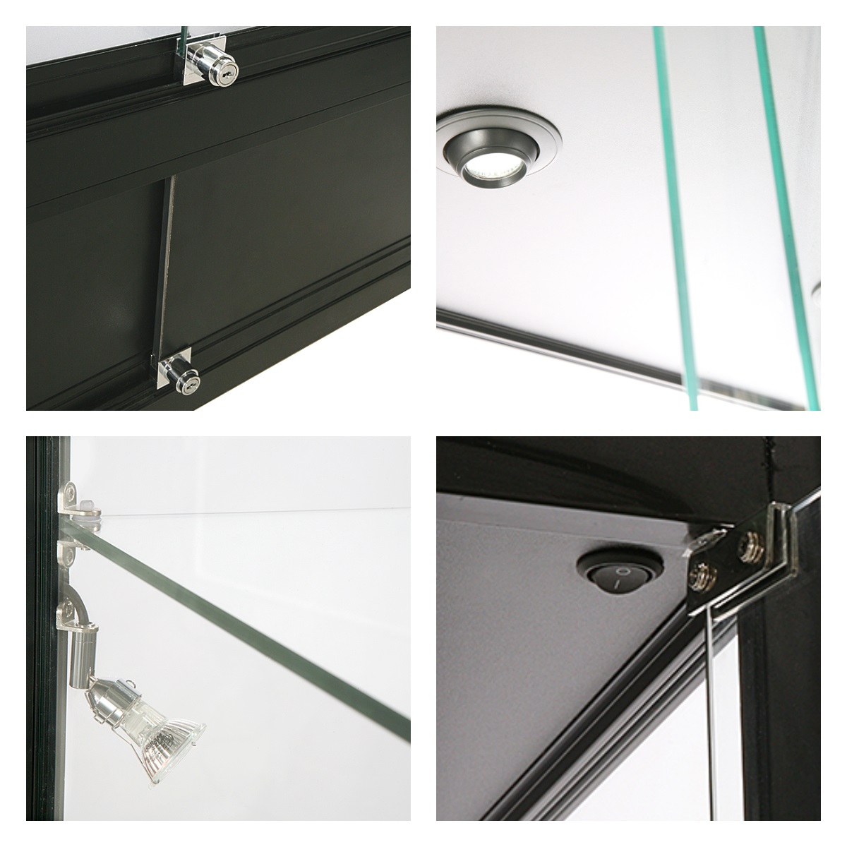 Vitrine Exposition LED H 200 x L 90 x P 45 cm - NOIR - Réf.2228411_3