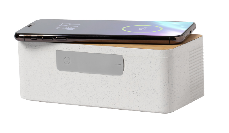 Enceinte Bluetooth avec chargeur sans fil 10W - Boîtier en bambou et paille de blé - Mains libres et rechargeable_3