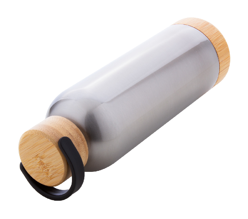 Thermos - bouteille isotherme double paroi en acier inoxydable avec couvercle et base en bambou - 500 ml_3