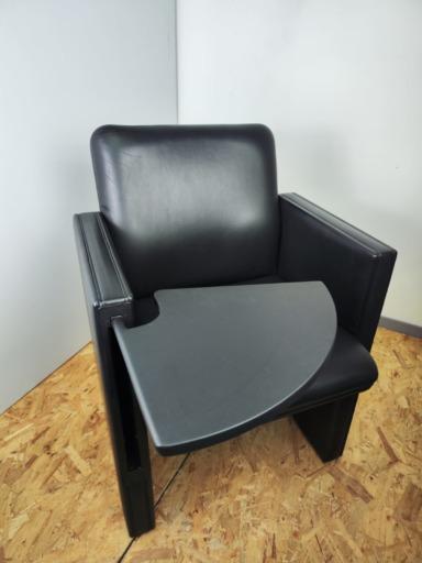 Fauteuil THF Poltrona Frau - tablette d'écriture escamotable - structure en bois - cuir ignifuge - d'occasion_3