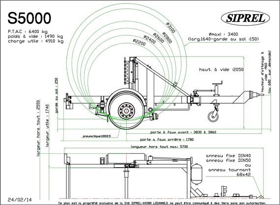 S 5000 - Remorque Porte-Touret - SIPREL - Charge utile 4910 Kg_3