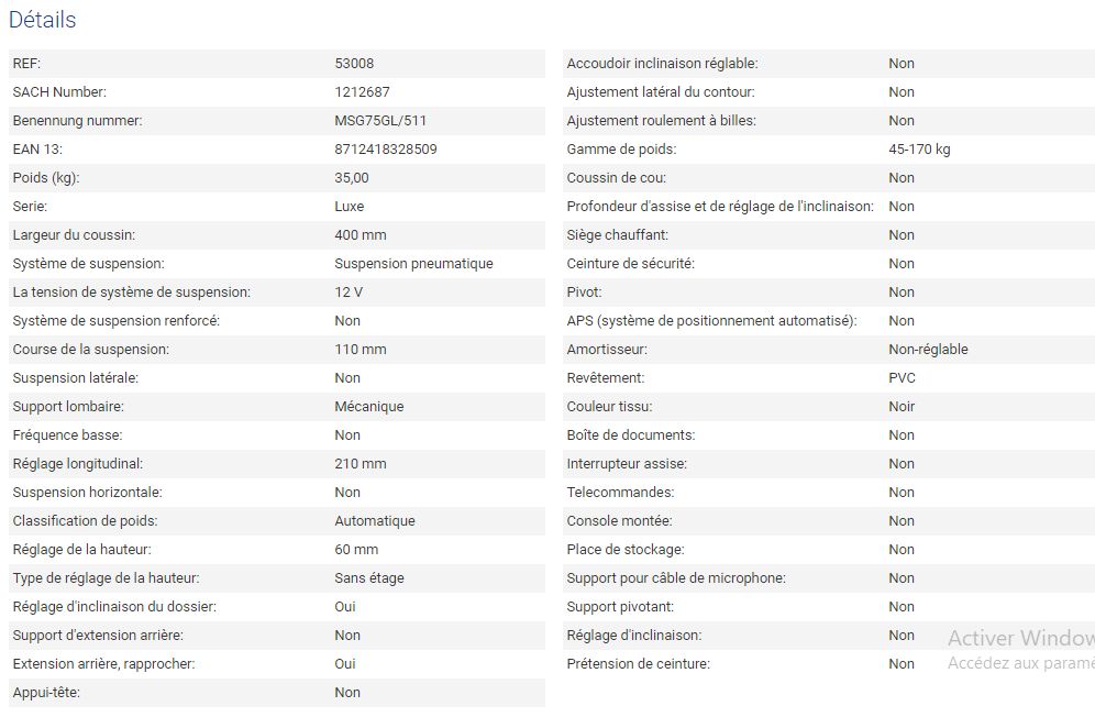 Siège de tracteur - Grammer AG - Primo T Professional S PVC - course de la suspension : 110 mm - 53008_3