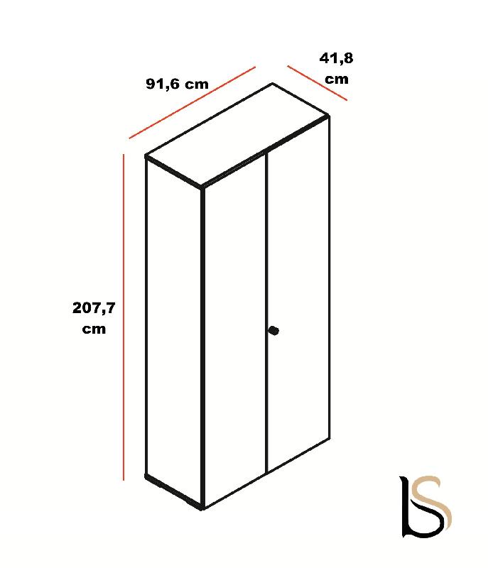 Armoire haute avec portes battantes Mito - MDD - Blanc brillant, Sycomore foncé_3