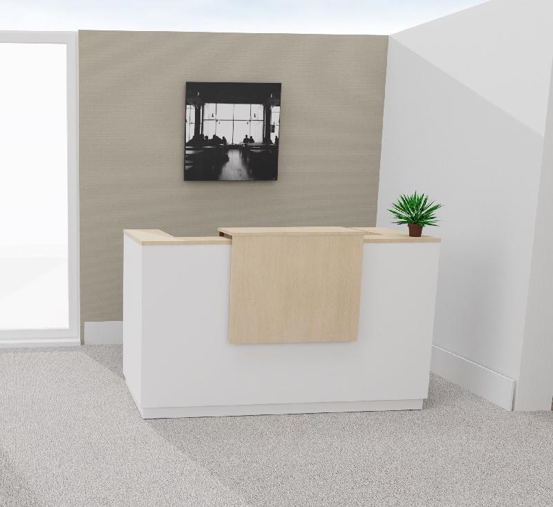 Bureau de réception accueil Delta Plus - Mobel Linea - 144, Blanc, Non, Chêne moyen_3