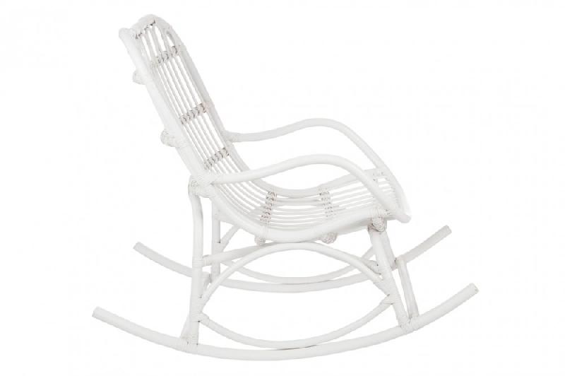 Chaise à bascule BYZA en rotin blanc - Design naturel et confortable - Dimensions L98 x H94 x P56 cm_3