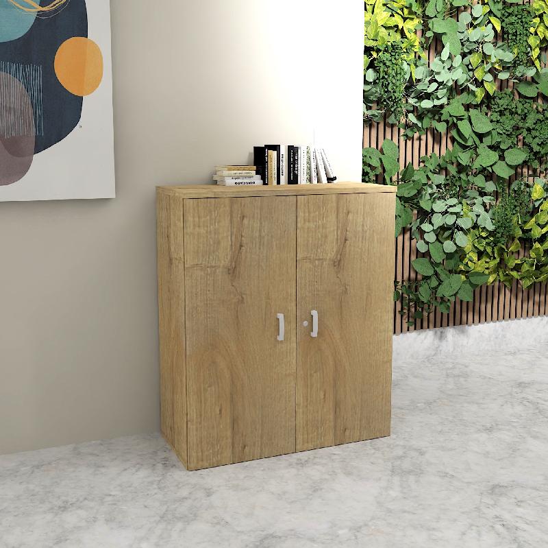 Armoire de bureau monocolore hauteur 121 cm - Mobel linea - 100, Chêne veiné_3