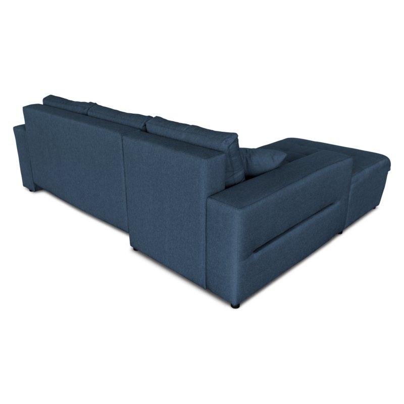 Canapé d'angle à gauche convertible ZELI bleu - Design scandinave avec coffre de rangement et deux coussins_3