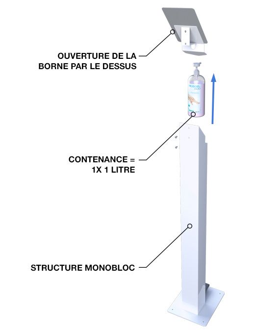 Distributeur de gel à pédale adapté aux flacons standard jusqu'à 1L