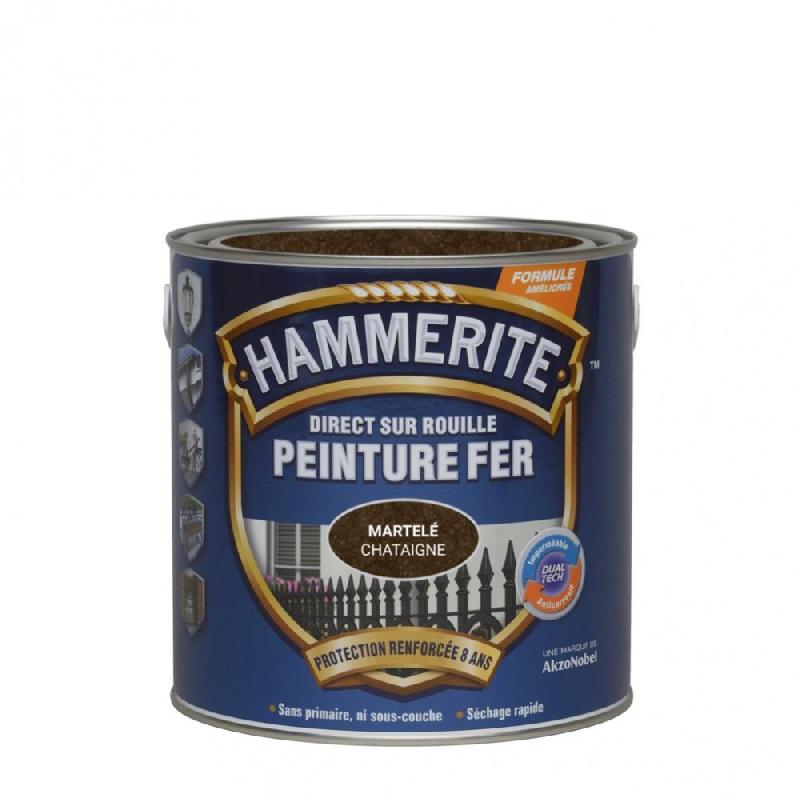 Peinture fer extérieur direct sur rouille HAMMERITE châtaigne martelé 2.5 l_3