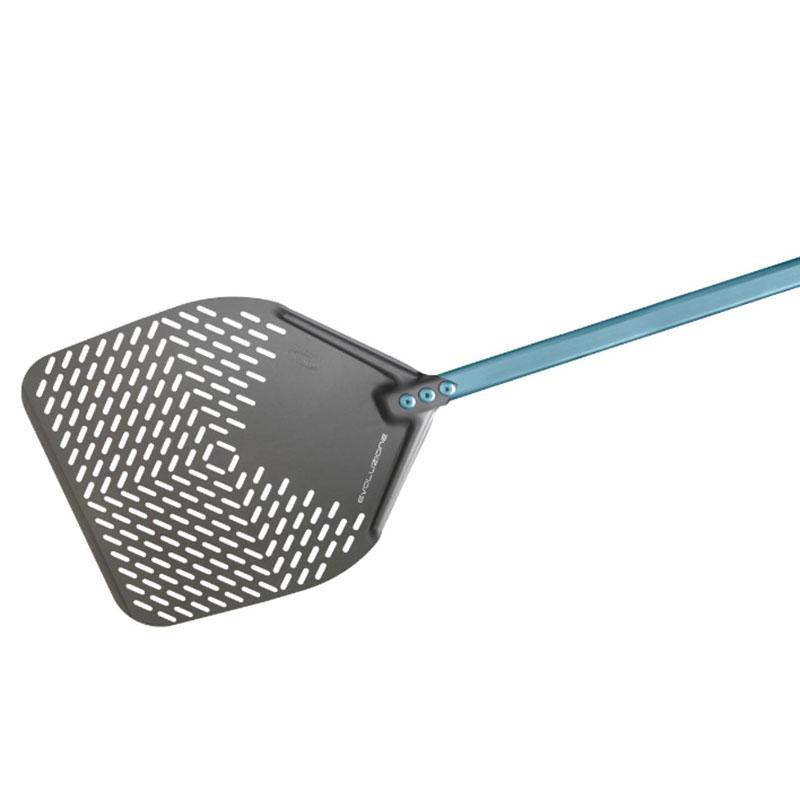 Pelle à pizza rectangulaire perforée aluminium anodisé SHA - 36x36 - Manche 150 cm - Gamme Evoluzione | GI.METAL_3