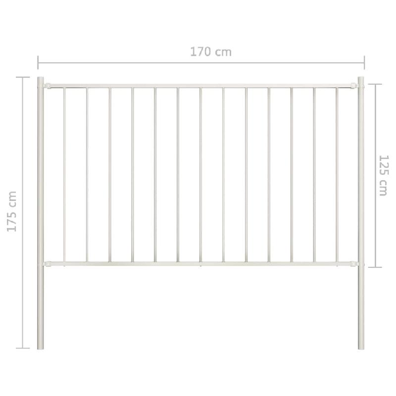 Vidaxl panneau de clôture poteau acier enduit poudre 1,7x1,25 m blanc 145217_3