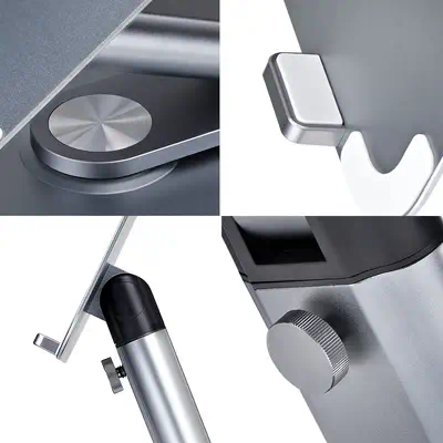Support Télescopique pour PC Portable, Base Pivotante à  360°, Support Rotatif pour Bureau, Haute_3