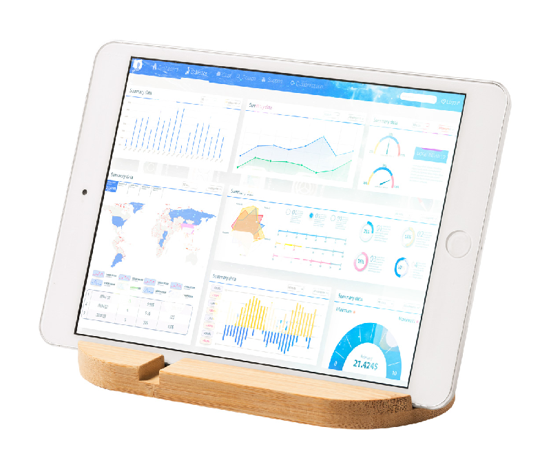 Support de bureau en bambou pour mobile et tablette - couleur naturelle - 88g_3