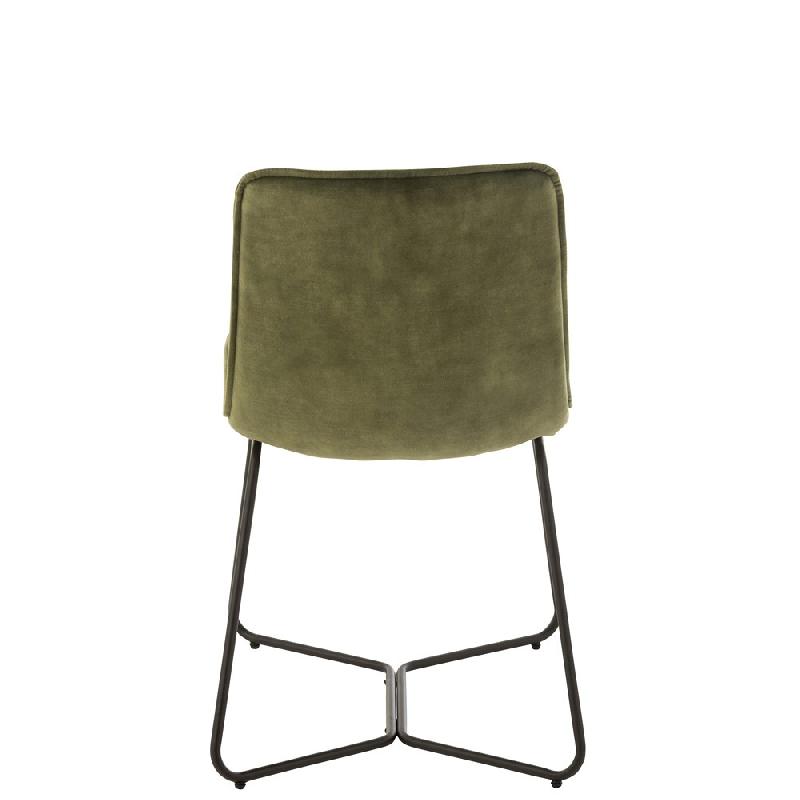 Chaise RATRI en velours vert olive - Piétement en métal noir - Style industriel - Dimensions L64 x H89 x P47 cm_3