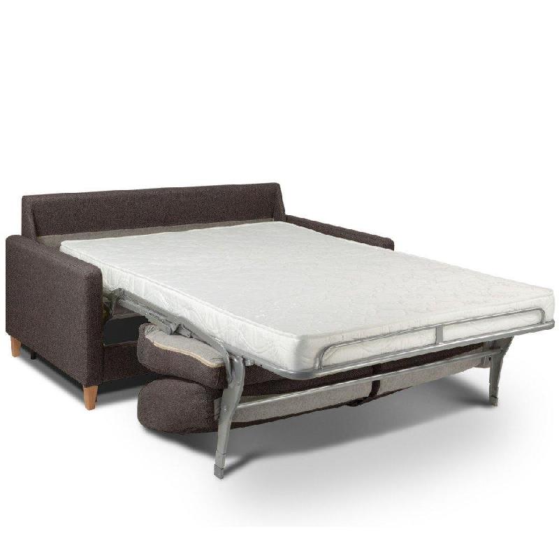 Canapé convertible OGGETTO - Matelas 16 cm - Système express - Sommier à lattes 120 cm - Tweed marron chocolat - Renatonisi_3