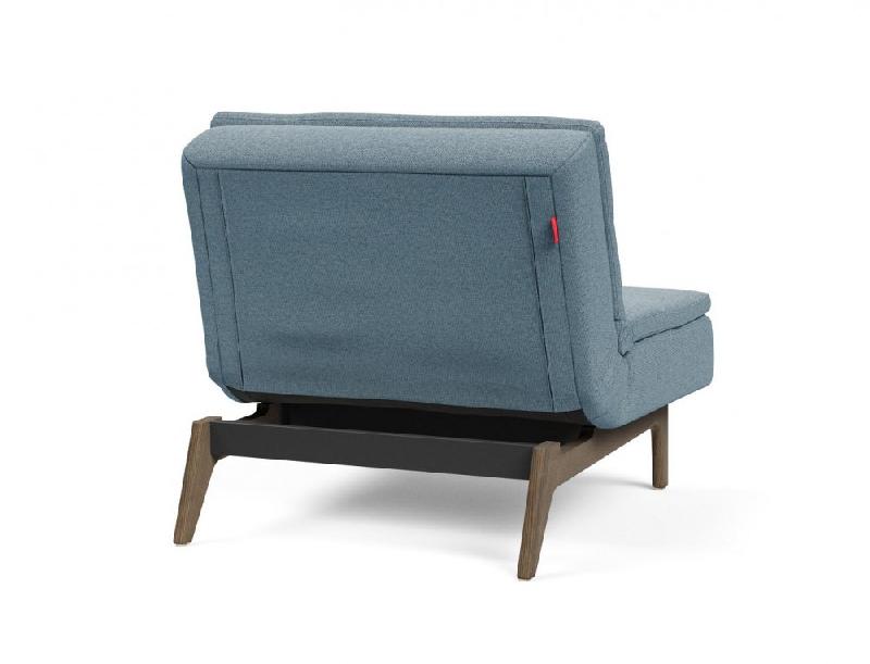 Fauteuil design convertible lit Dublexo Eik - 90x115 cm - Pieds chêne fumé - Tissu Soft Indigo_3