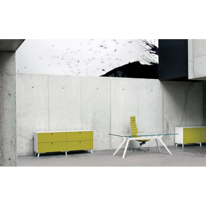 Table de réunion DR - fabricant Frezza - bois ou verre - structure en noyer massif_3