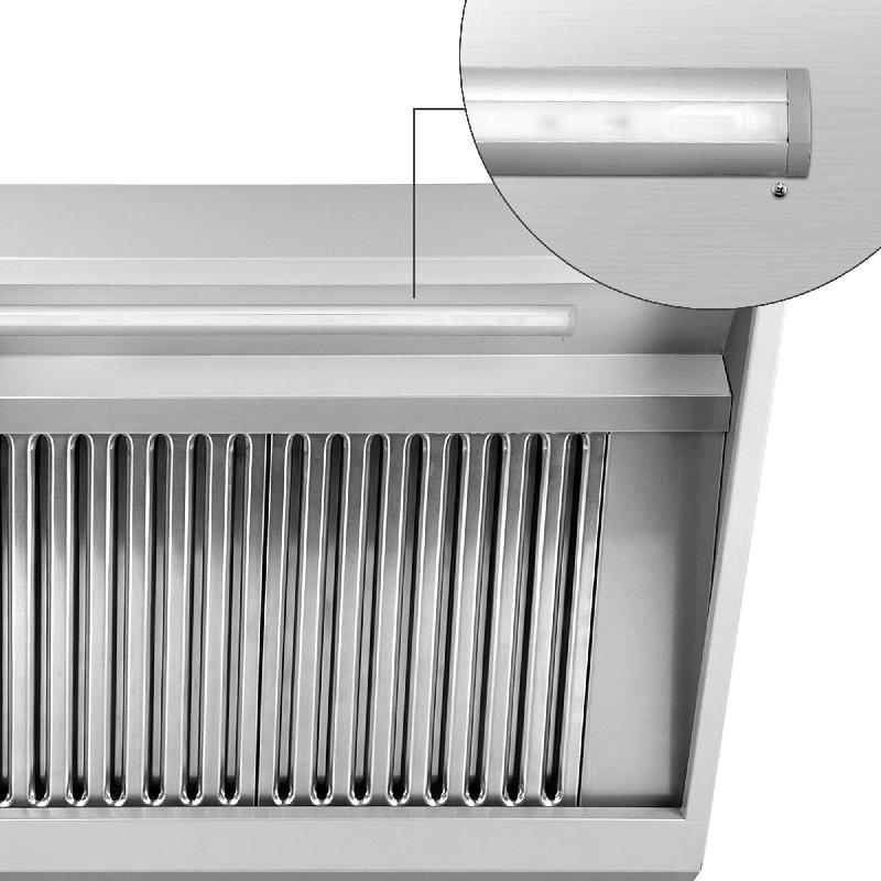 Hotte murale Inox statique - 2m40 - avec filtre et éclairage - P 700 mm | GGM_3