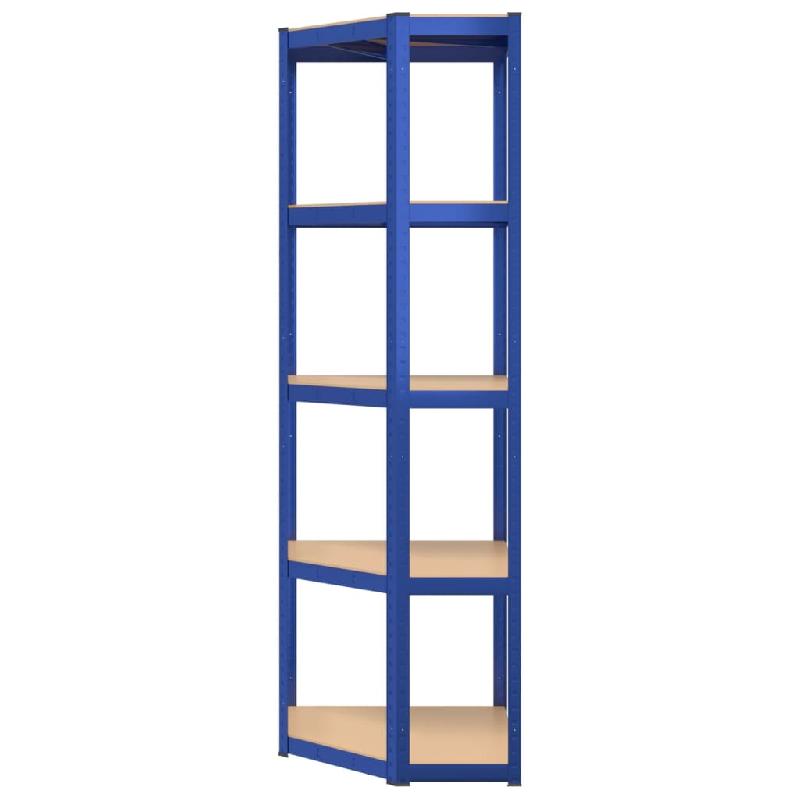 Vidaxl étagère d'angle à 5 niveaux bleu acier et bois d'ingénierie 152861_3