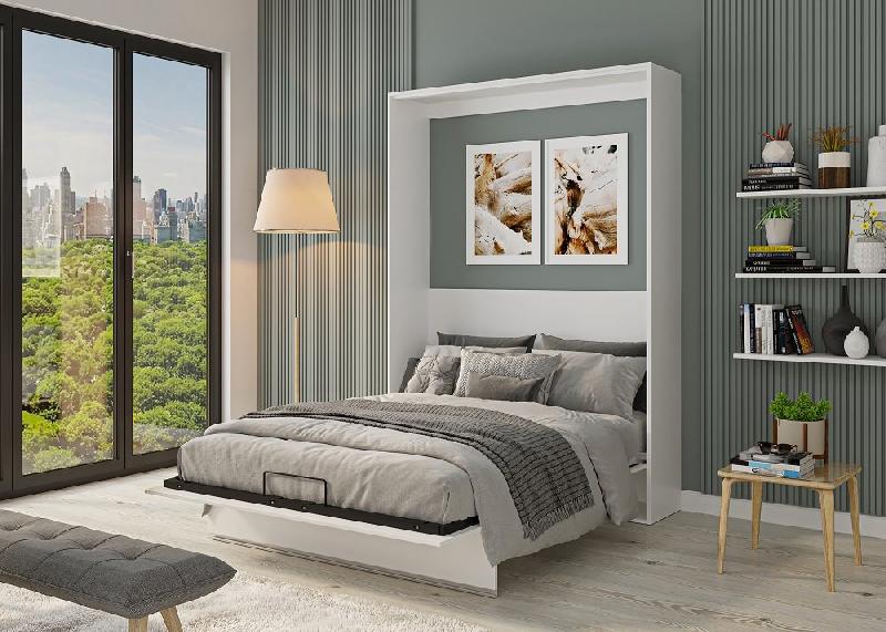 Armoire lit escamotable Genius blanc mat - ouverture assistée - couchage 140x200 cm - fabrication européenne_3