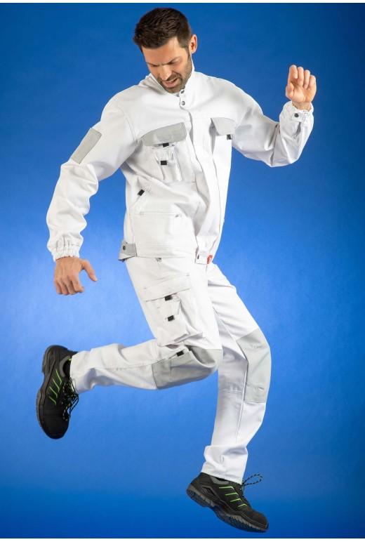 Blouson Select Wear peintre réf. 435*CP4 - multipoches, blanc/gris perle, 65% coton 35% polyester_3