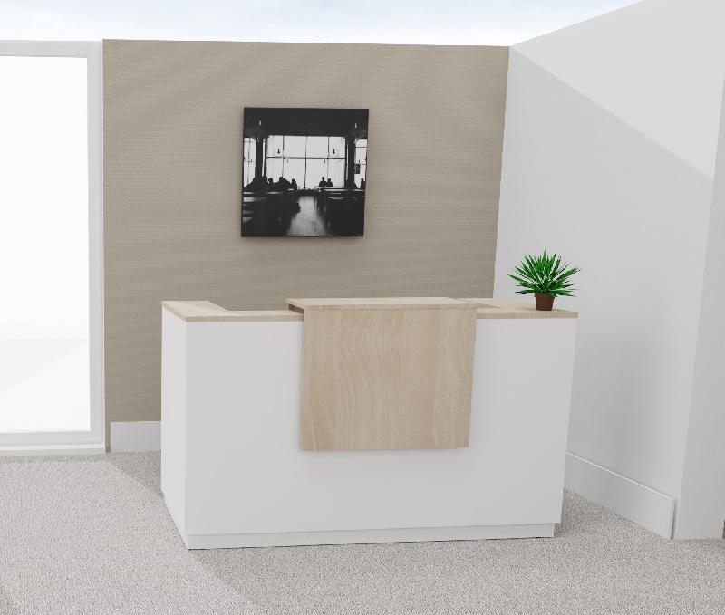 Bureau de réception accueil Delta Plus - Mobel Linea - 164, Blanc, Non, Acacia clair_0