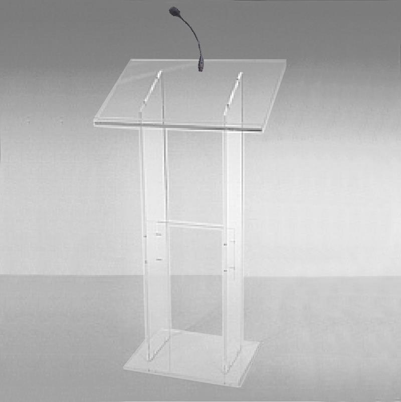 Pupitre de conférence en plexi amplifié - 450 Watts - Liaison HF sans fil - Micro flexible 40 cm_3