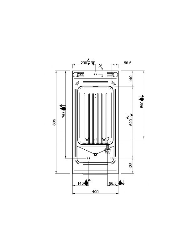 Cuiseur à pâtes électrique sur placard MBM - 40L - 9Kw - Acier inoxydable_3