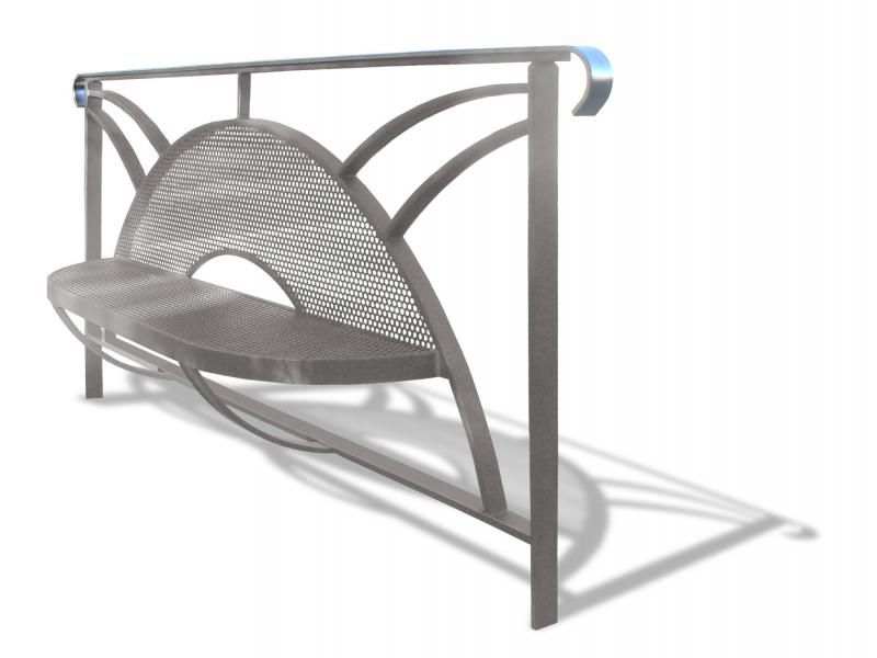 Bar3413d barrières urbaines - Urban'NT - dimensions 2000mm, assise et dossier en tôle perforée_3