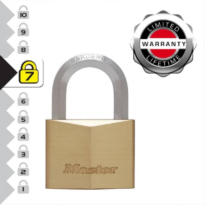 Cadenas à clé MASTER LOCK - laiton massif, largeur 40 mm - anse en acier cémenté et 4 clés réversibles_3