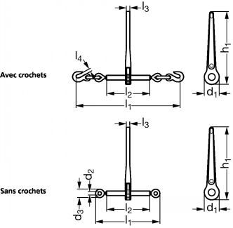 18-191 - Tendeur d'arrimage à cliquet avec ou sans crochets - Emile Maurin - acier forgé et norme EN 12195-3_3