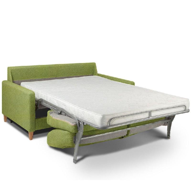 Canapé convertible OGGETTO - Matelas 16 cm - Système express - Sommier à lattes 140 cm - Velours vert - RENATONISI_3