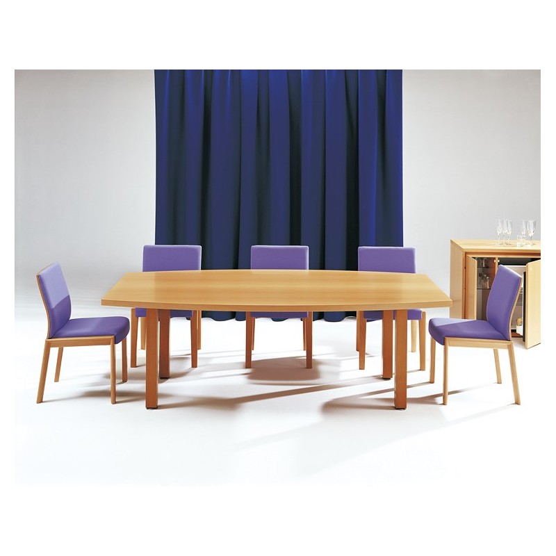 Table de réunion couleur bois - Référence CB02 - Fabricant MACE - Dessus elliptique - Profil sampan et jonque_3